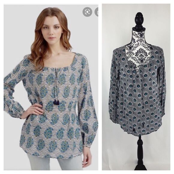 Tory Burch Evelina Voile Peacock Feather Tunic - Picture 1 of 8